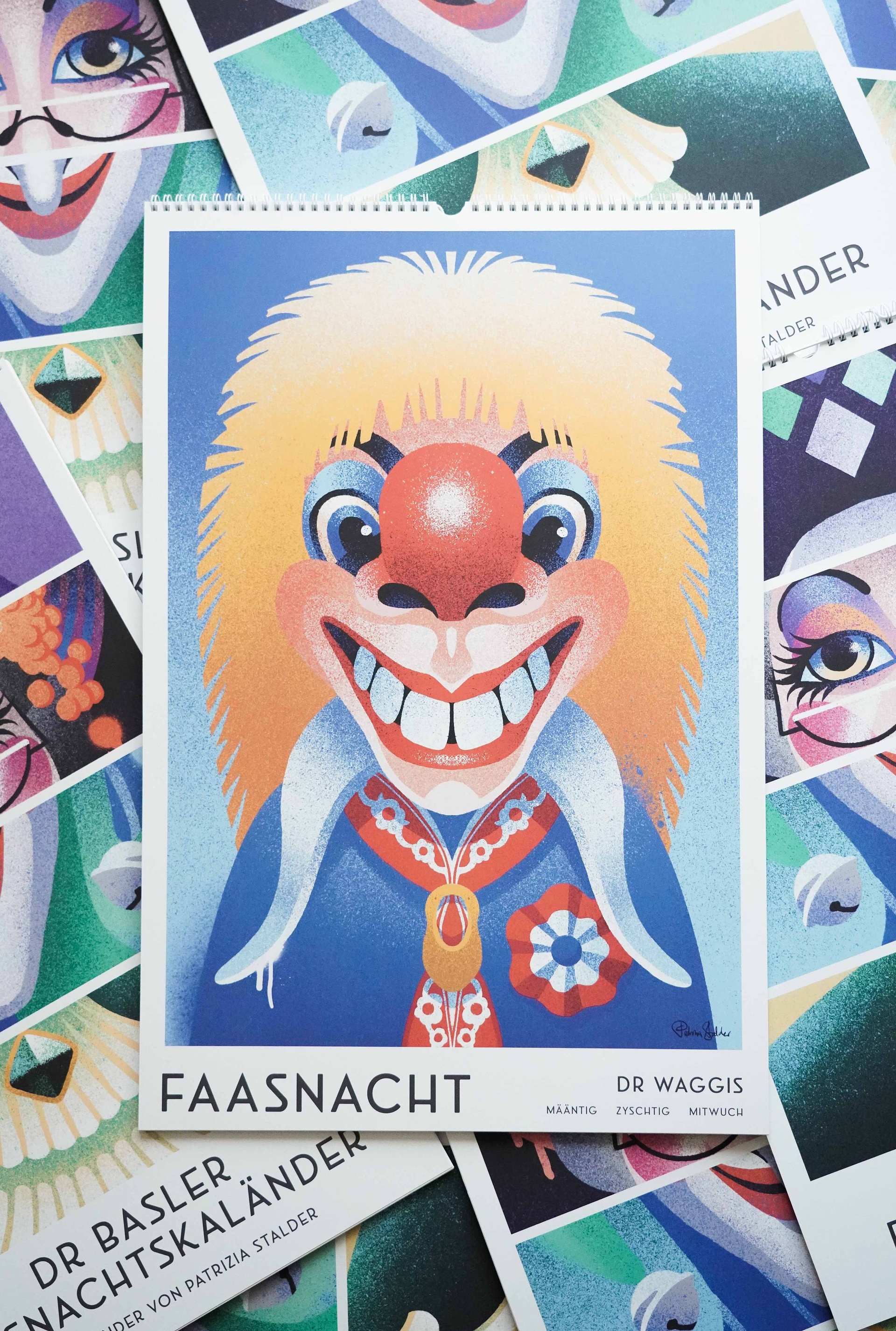 Basler Fasnachtskalender - Dauerkalender - Patrizia Stalder - Illustration - basler Fasnacht - Grafik Design - Naming & Konzept - Corporate Design - Webdesign (Responsive) - Print Design - Mode Design - Taschen Design - Beschriftung - Fotografie - Malerei - Künstelerin Schweiz - Austellungen Basel - Kunst 